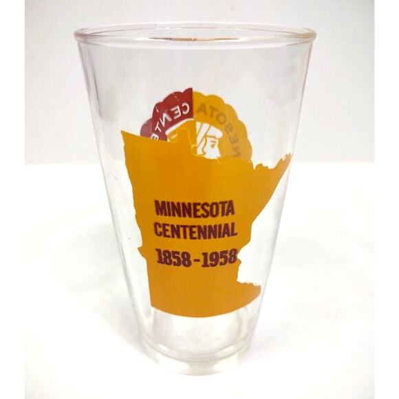 Minnesota Centennial Celebration Drinking Glass 1858-1958 Collectible Display - Picture 2 of 6